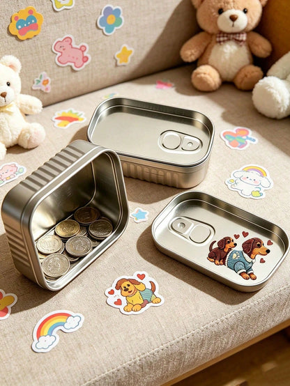 Creative Dachshund Pattern Wallet, Paperclip Storage Box, Office Stationery Storage Tin Box. Cute Tin Box, Coin Purse, Cash Box, Bill And Coin, Candle Aromatherapy Box, Portable Multi-Pocket Card Hol