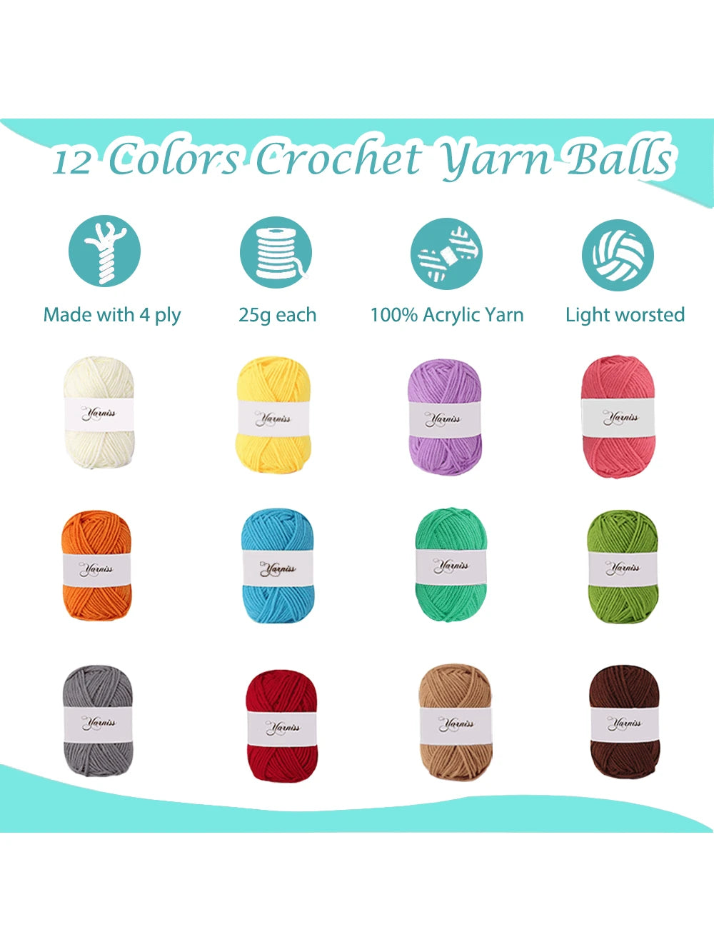 Crochet Kits For Beginner, All-Inclusive Crochet Kit For Adults With 14 Size Ergonomic Crochet Hooks,12 Crochet Yarns Balls & Crochet Bag