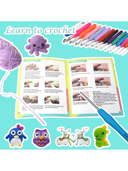 Crochet Kits For Beginner, All-Inclusive Crochet Kit For Adults With 14 Size Ergonomic Crochet Hooks,12 Crochet Yarns Balls & Crochet Bag