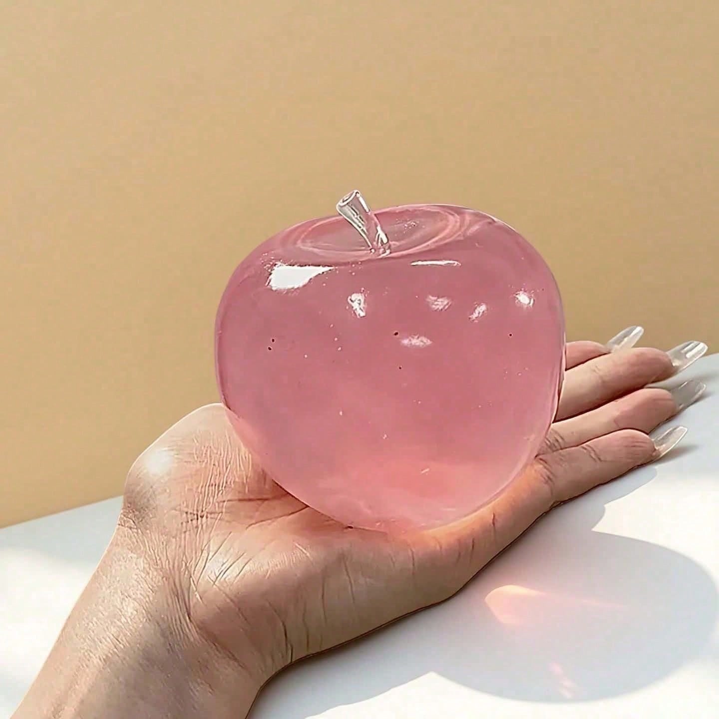 Crystal Apple, Soft Tone, Ultra-Thin Skin, Smooth And Soft Touch. Can Be Used As A Squeezable Stress Relief Ball Or A Tactile Sensory Toy. Perfect For Office Desk Decor And An Excellent Office Stress