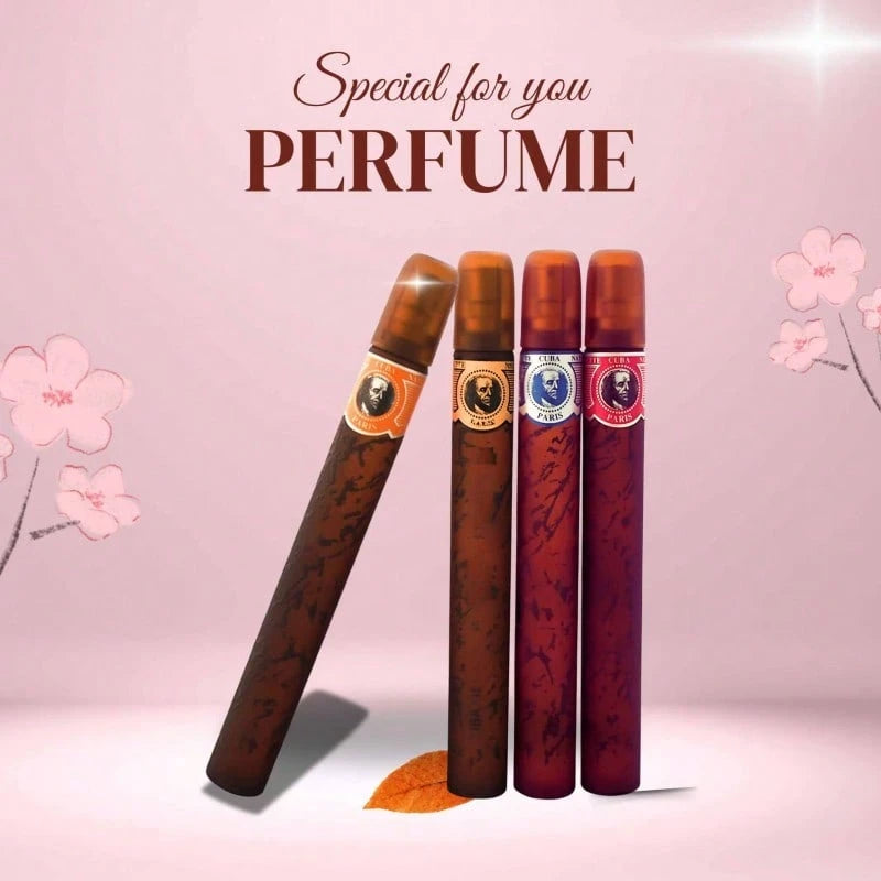 Cuba Cigars 4 Pcs Set For Men(Gold 35ml+Blue 35ml+Red 35ml+Orange 35ml) 1.17oz/35ml*4- Perfume For Long Lasting Suitable For Birthday, Office, Gift, Daily Use