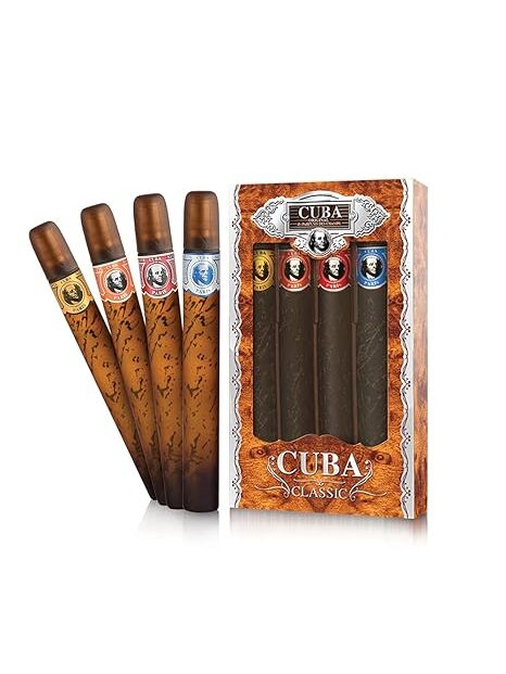 Cuba Cigars 4 Pcs Set For Men(Gold 35ml+Blue 35ml+Red 35ml+Orange 35ml) 1.17oz/35ml*4- Perfume For Long Lasting Suitable For Birthday, Office, Gift, Daily Use