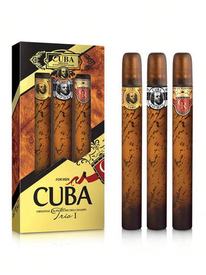 Cuba Cigars 4 Pcs Set For Men(Gold 35ml+Blue 35ml+Red 35ml+Orange 35ml) 1.17oz/35ml*4- Perfume For Long Lasting Suitable For Birthday, Office, Gift, Daily Use