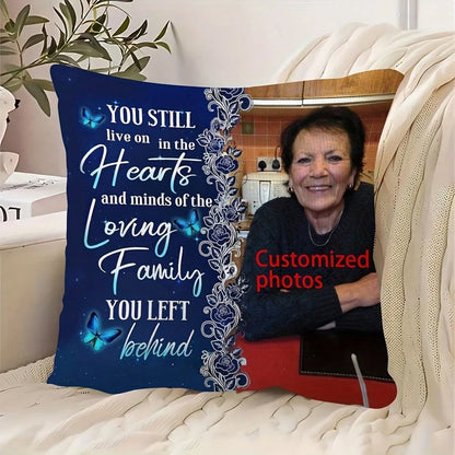 Custom Memorial Edition Personalized Photo Pillow Case, Soft Comfortable Cushion Covers, Perfect Birthday Gifts, Family, Wedding, Graduation,Souvenir, Sofa Bed,Car,Bedroom,Living Room,Office,Christm