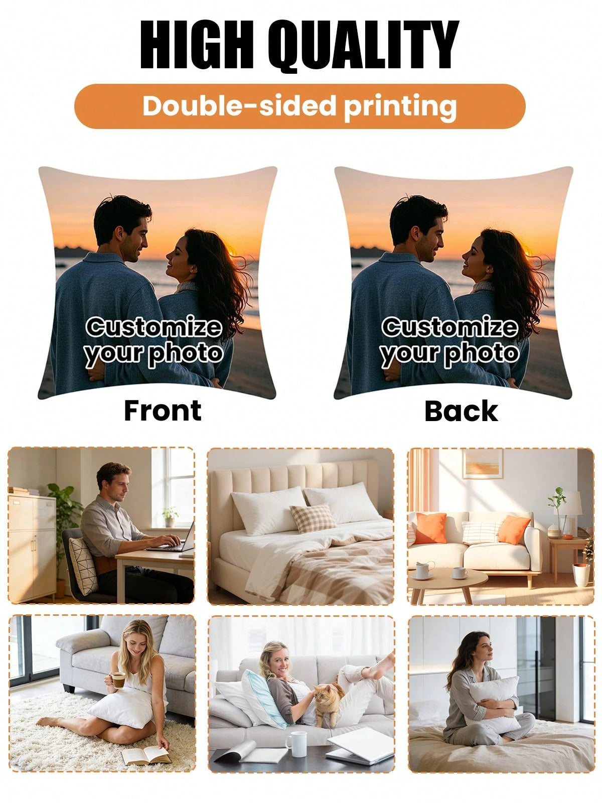 Custom Memorial Edition Personalized Photo Pillow Case, Soft Comfortable Cushion Covers, Perfect Birthday Gifts, Family, Wedding, Graduation,Souvenir, Sofa Bed,Car,Bedroom,Living Room,Office,Christm