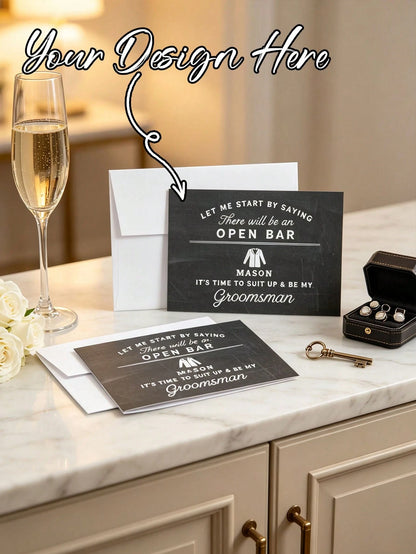 Customizable Invitation Cards, Customizable Groomsman Invitation Cards, Customizable Name, Can Be Paired With Paper Envelopes, Suitable For Weddings, Pre-Wedding Parties, Engagement Parties, Suitable