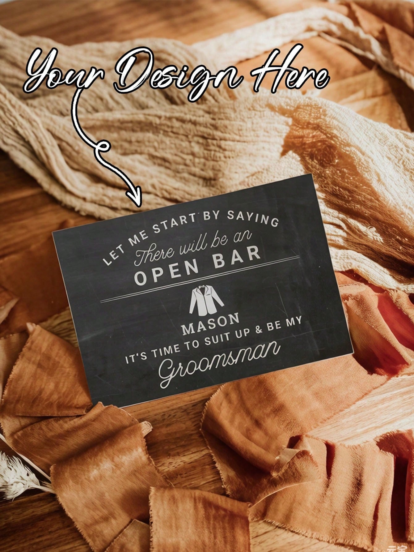 Customizable Invitation Cards, Customizable Groomsman Invitation Cards, Customizable Name, Can Be Paired With Paper Envelopes, Suitable For Weddings, Pre-Wedding Parties, Engagement Parties, Suitable