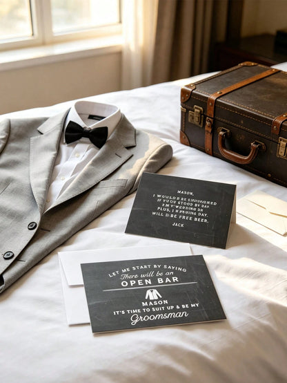 Customizable Invitation Cards, Customizable Groomsman Invitation Cards, Customizable Name, Can Be Paired With Paper Envelopes, Suitable For Weddings, Pre-Wedding Parties, Engagement Parties, Suitable