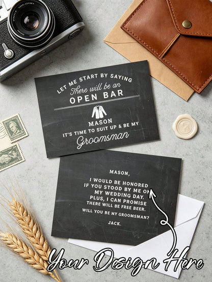 Customizable Invitation Cards, Customizable Groomsman Invitation Cards, Customizable Name, Can Be Paired With Paper Envelopes, Suitable For Weddings, Pre-Wedding Parties, Engagement Parties, Suitable