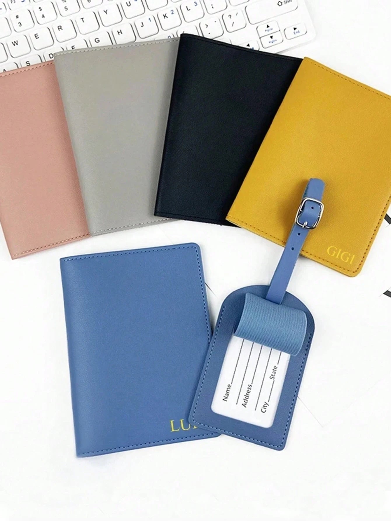 Customized 2 Pieces Passport Cover & Luggage Tag Set, Fashionable PU Leather Ticket Holder & Passport Holder, Personalized Travel Wallet, Portable, Multifunctional, Versatile, Lightweight, Practical