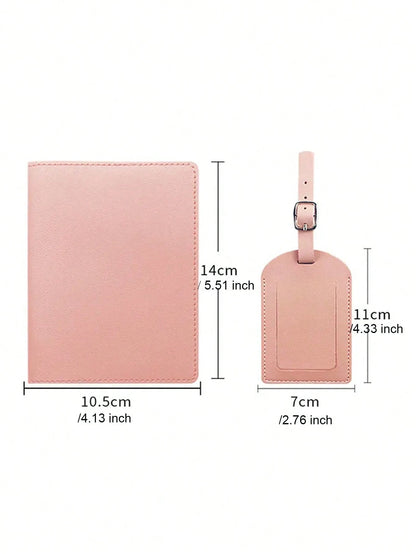 Customized 2 Pieces Passport Cover & Luggage Tag Set, Fashionable PU Leather Ticket Holder & Passport Holder, Personalized Travel Wallet, Portable, Multifunctional, Versatile, Lightweight, Practical