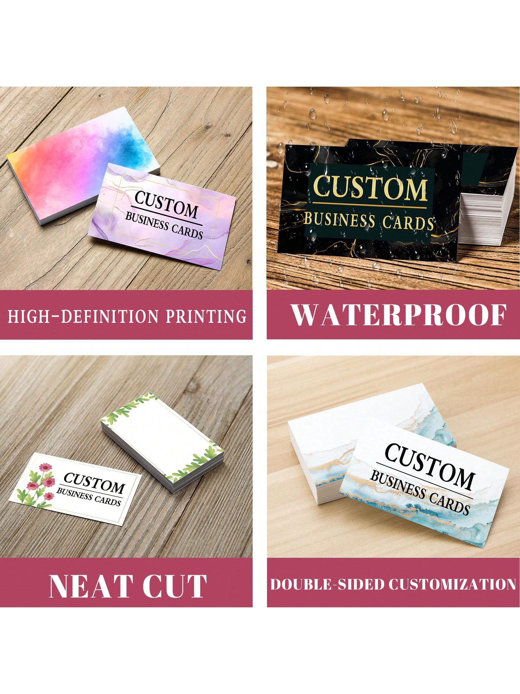 Customized Business Cards (200/500/1000 Pieces) With Logo And Text, Personalized And Customizable. Customized Double-Sided Printed Waterproof Membership Cards, 300 Sheets Of Coated Paper.