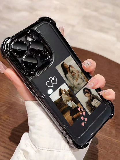 Customized Family Portrait Phone Case With Multi-Photos, Heart Elements, Shockproof Anti-Fall Protection, Compatible With 11/12/13/14/15/16/Pro Max, A13/A14/A15/A53/A54/A55, S23/S23 Ultra/S24 Ultra, P