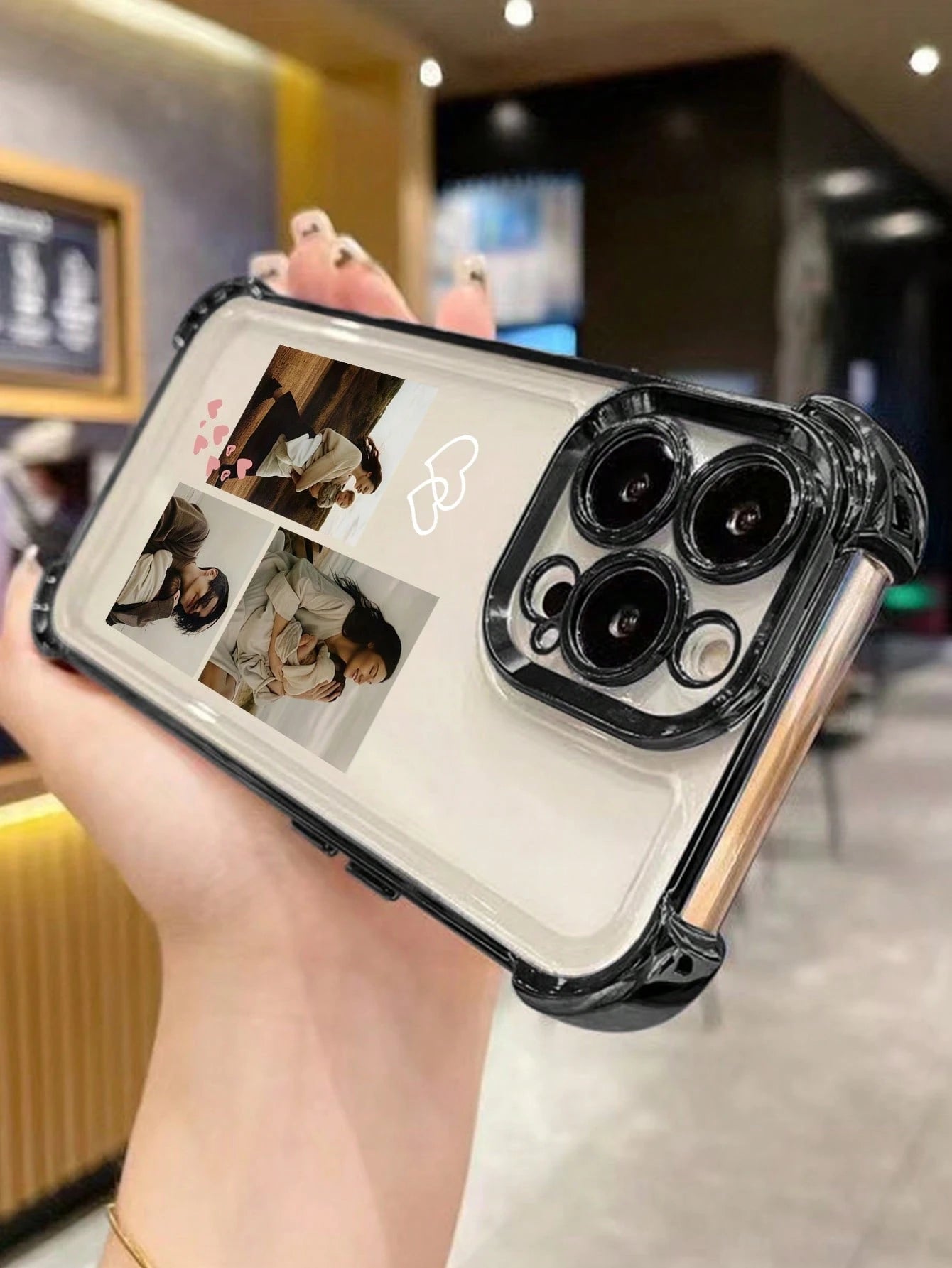 Customized Family Portrait Phone Case With Multi-Photos, Heart Elements, Shockproof Anti-Fall Protection, Compatible With 11/12/13/14/15/16/Pro Max, A13/A14/A15/A53/A54/A55, S23/S23 Ultra/S24 Ultra, P