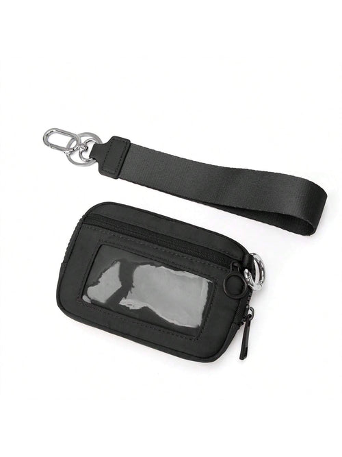 Customized Logo Nylon Dual Layer Zipper Coin Purse With Credit Card Slots And ID Window, Christmas/Thanksgiving Gift, Vintage Style Women Mini Wallet, Clutch Purse, Travel Wallet