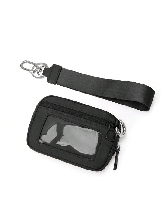 Customized Logo Nylon Dual Layer Zipper Coin Purse With Credit Card Slots And ID Window, Christmas/Thanksgiving Gift, Vintage Style Women Mini Wallet, Clutch Purse, Travel Wallet