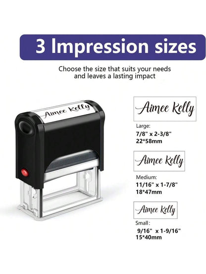 Customized Signature Stamp| Personalized Name Stamp With Ink| Suitable For Documents, Checks And Other Paperwork, Essential For Back To School. Multi-Functional, Compact, Sealable, Reusable, No Iron
