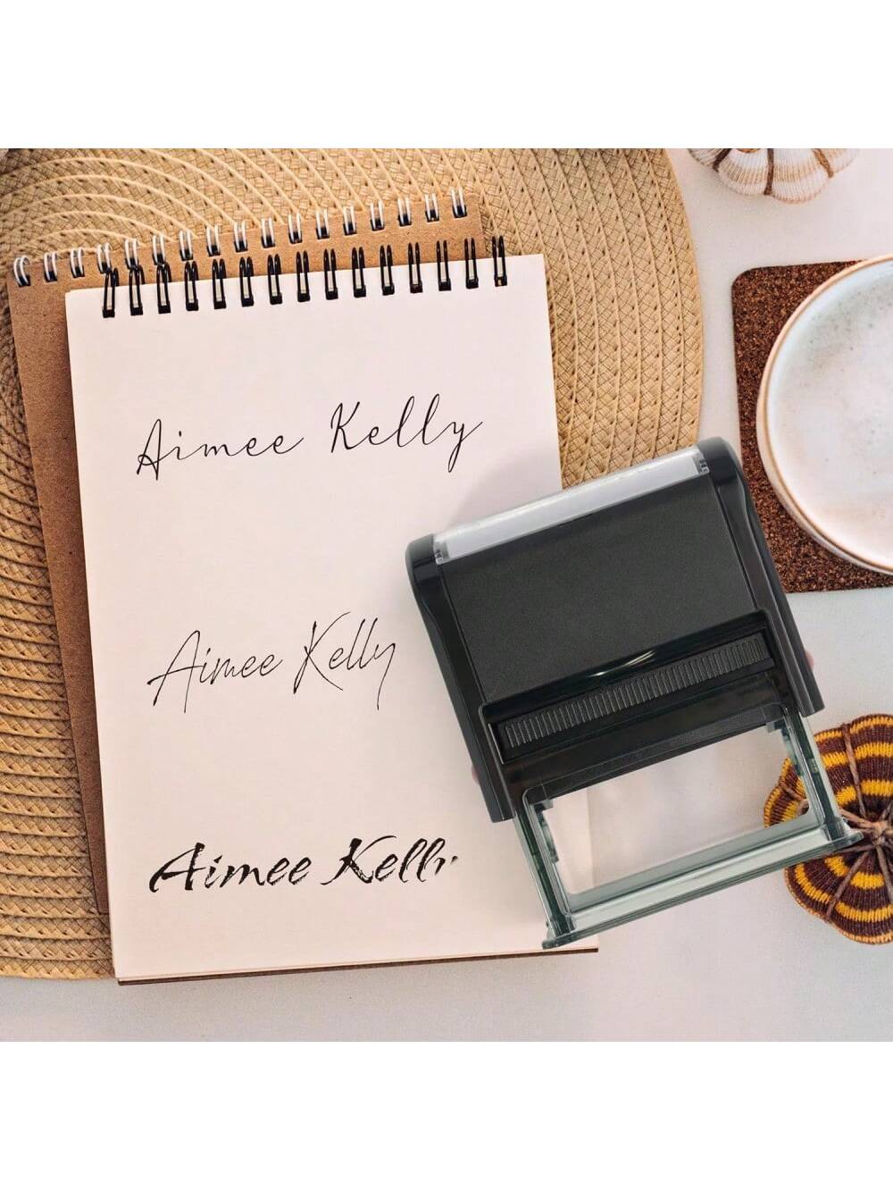 Customized Signature Stamp| Personalized Name Stamp With Ink| Suitable For Documents, Checks And Other Paperwork, Essential For Back To School. Multi-Functional, Compact, Sealable, Reusable, No Iron