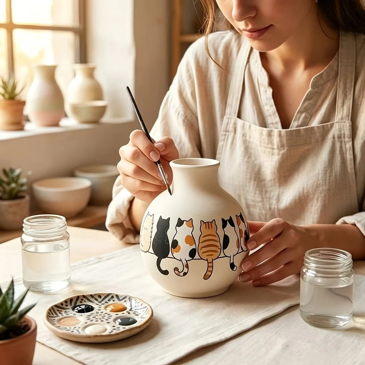 Cute Cat Pattern Graffiti Stencil, Suitable For Canvas, Walls, Furniture And Fabric. Reusable Cat Pattern Decorative Painting Tool, 3pcs Pet Theme Border Stencil, Perfect For Home Decor, Painting