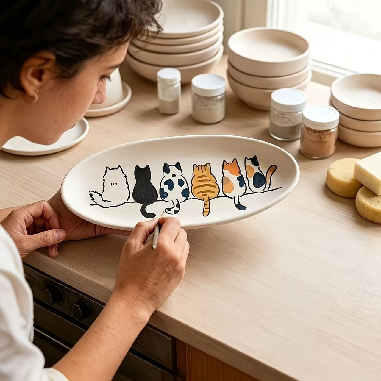 Cute Cat Pattern Graffiti Stencil, Suitable For Canvas, Walls, Furniture And Fabric. Reusable Cat Pattern Decorative Painting Tool, 3pcs Pet Theme Border Stencil, Perfect For Home Decor, Painting