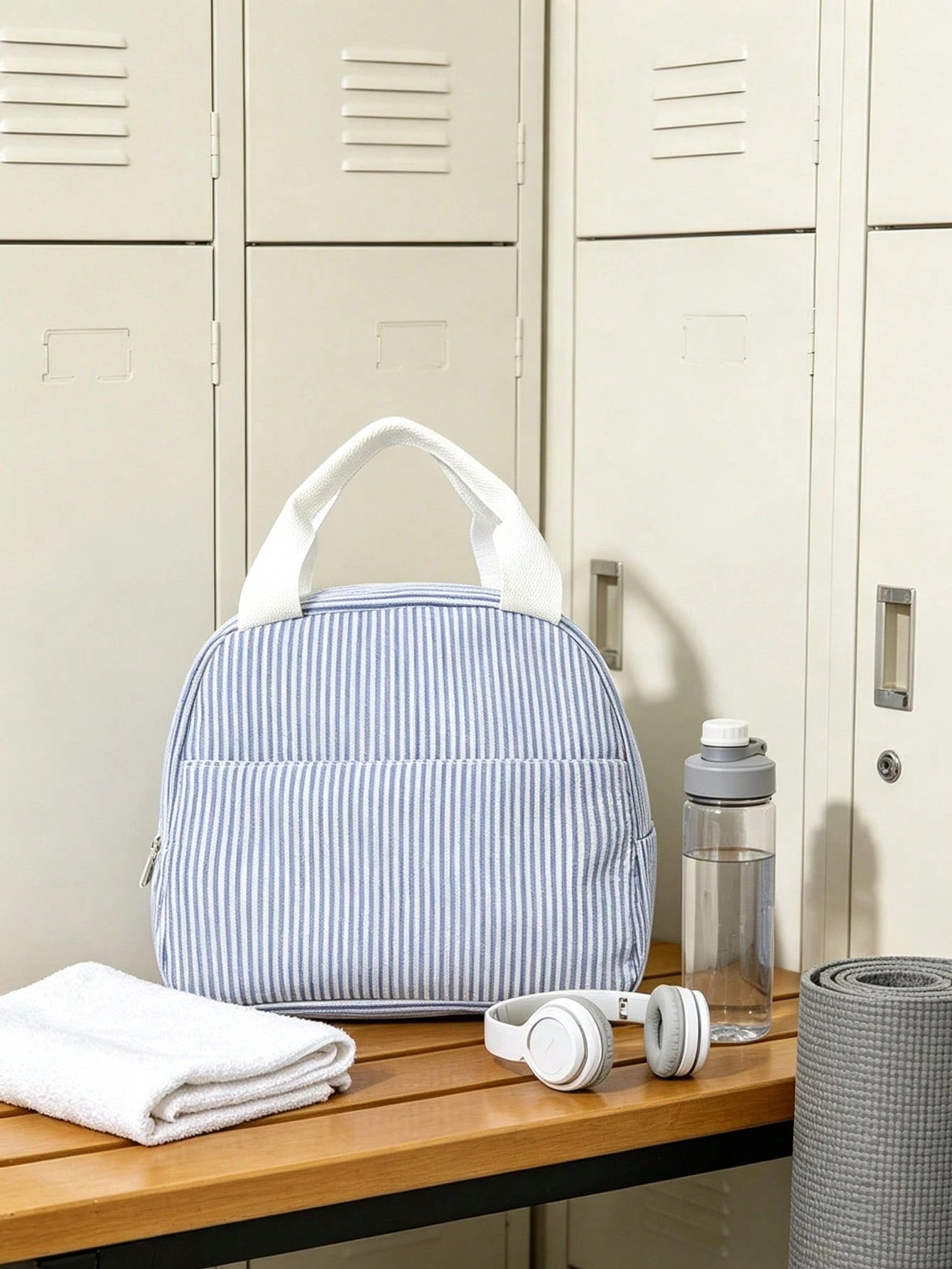 Cute Daisy Teacher Lunch Box Bag, Striped Portable Lunch Bag, Reusable Insulated Lunch Box, Large Capacity Insulated & Cool Bag, Includes Black Utensil Storage Bag, Suitable For Work, Travel, Gift Or