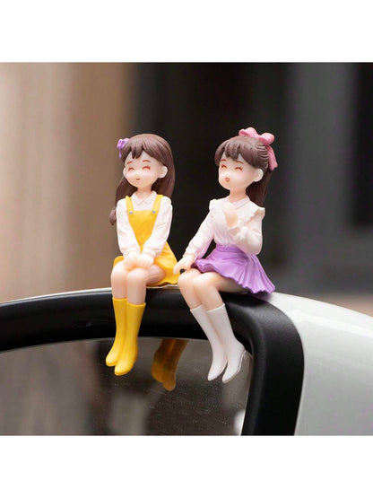 Cute Girls Friendship PVC Material Decorative Set, Suitable For Car Dashboard