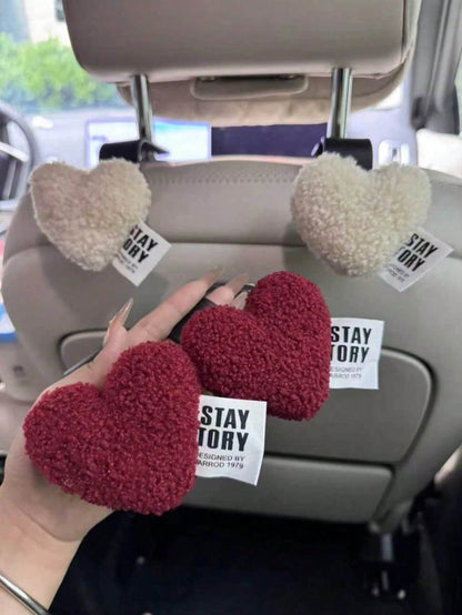 Cute Healing Style Segmented Plush Doll Heart Car Seat Hook, Car Seat Storage Organizer, Women's Car Interior Decor, Car Accessories, Car Interior Decoration, Perfect Gift For Women's Birthday, Back T