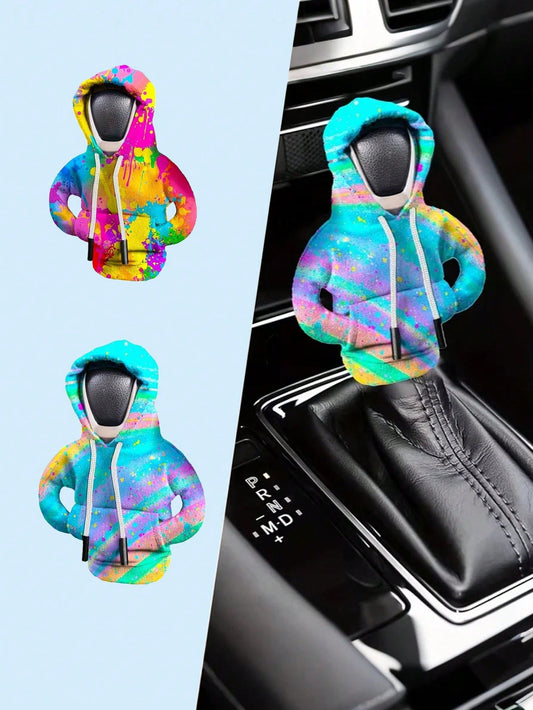 Cute Mini Hoodie Shift Knob Cover – Funny Car Gear Shifter Sweatshirt Sock – Universal Stretchy Protector For Auto Manual & Automatic Transmission – JDM Interior Decor & Gift For Car Lovers