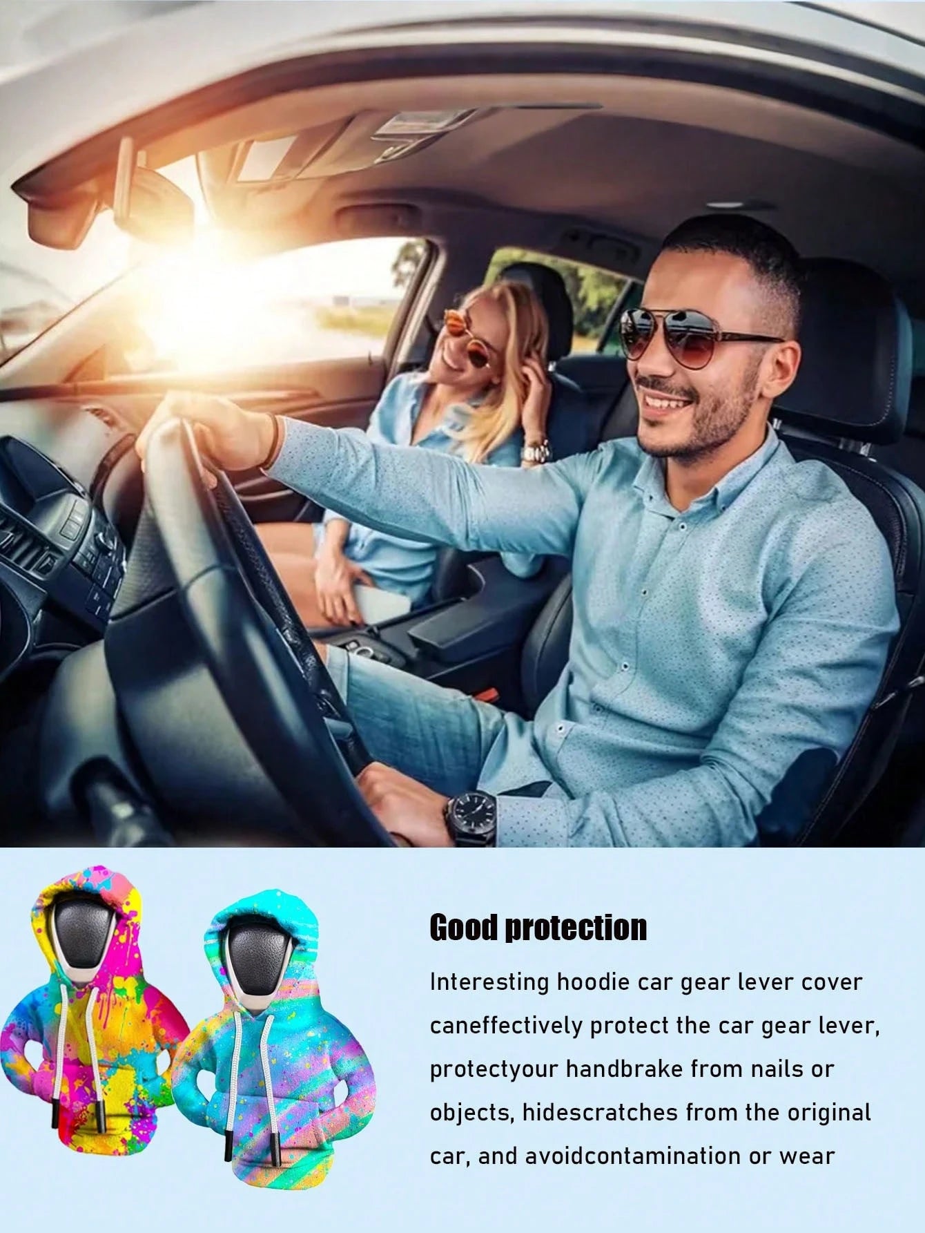 Cute Mini Hoodie Shift Knob Cover – Funny Car Gear Shifter Sweatshirt Sock – Universal Stretchy Protector For Auto Manual & Automatic Transmission – JDM Interior Decor & Gift For Car Lovers