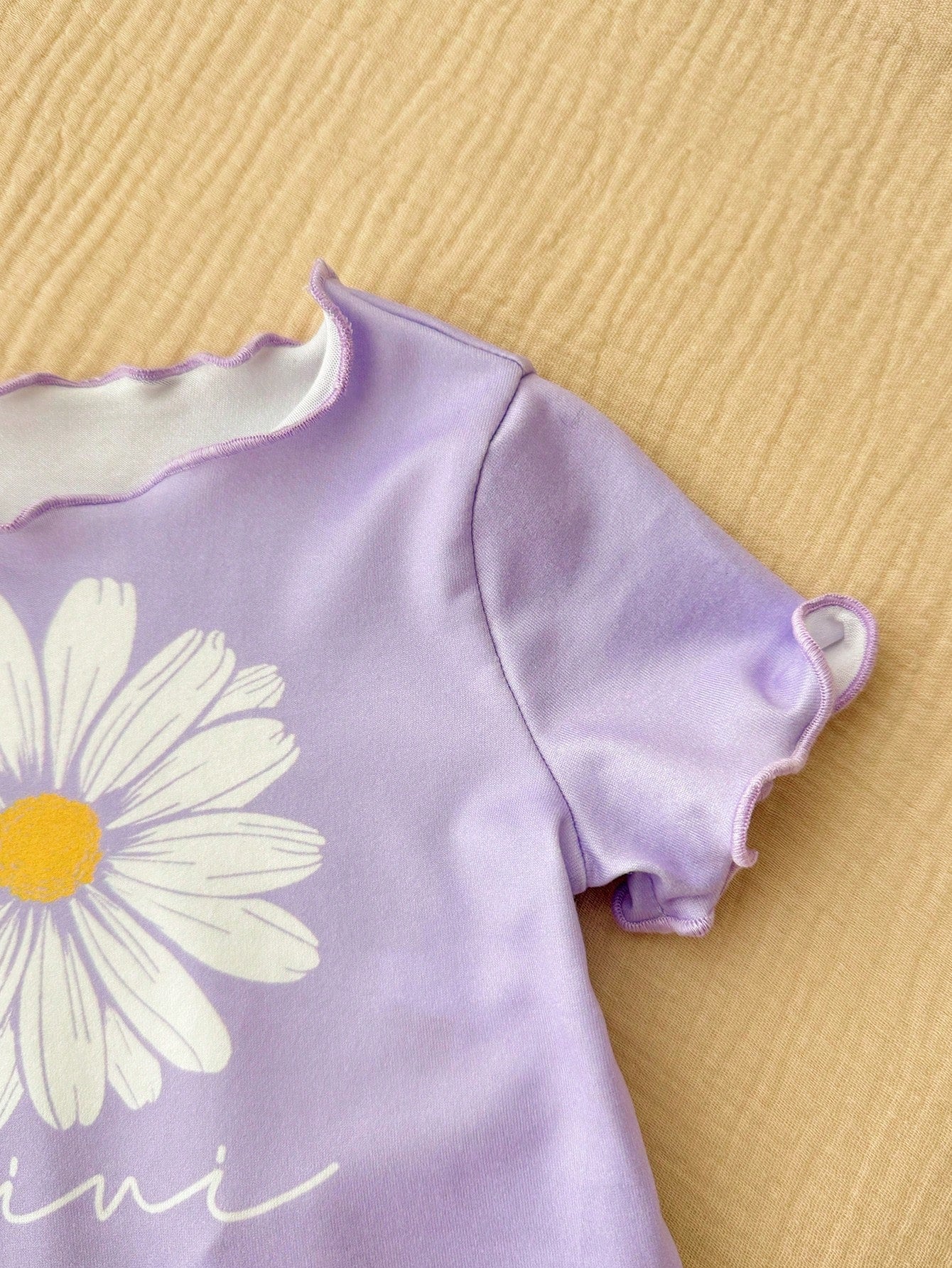 Cute Newborn Baby Girl Purple Summer Outfit, Daisy Floral Print T-Shirts And Shorts 2Pcs Matching Set, Lavender Lilac Clothes For Family Matching