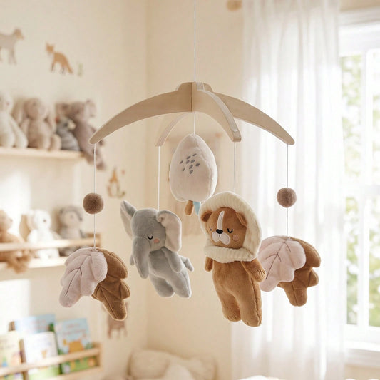 Cute Plush Animal Bed Mobile, Elephant Fox Zoo Baby Crib Hanging Toy, Can Be Hung On Baby Crib For Decoration, Baby Hanging Bed Mobile, Cartoon Shaped Bed Hanging, Activity Center Accessory, Develop B