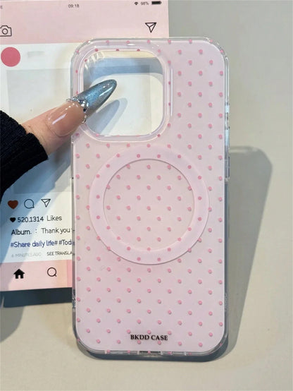 Cute Polka Dot Magnetic Wireless Charging Phone Case, Candy Color, Fit For IPhone 17 Pro Max, 16, 15, 14, 13, 12, 11 Pro Max, 16, 15, 14 Plus, Luxury Cute Glossy Jelly Color Shockproof Back Cover