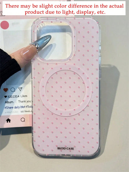 Cute Polka Dot Magnetic Wireless Charging Phone Case, Candy Color, Fit For IPhone 17 Pro Max, 16, 15, 14, 13, 12, 11 Pro Max, 16, 15, 14 Plus, Luxury Cute Glossy Jelly Color Shockproof Back Cover