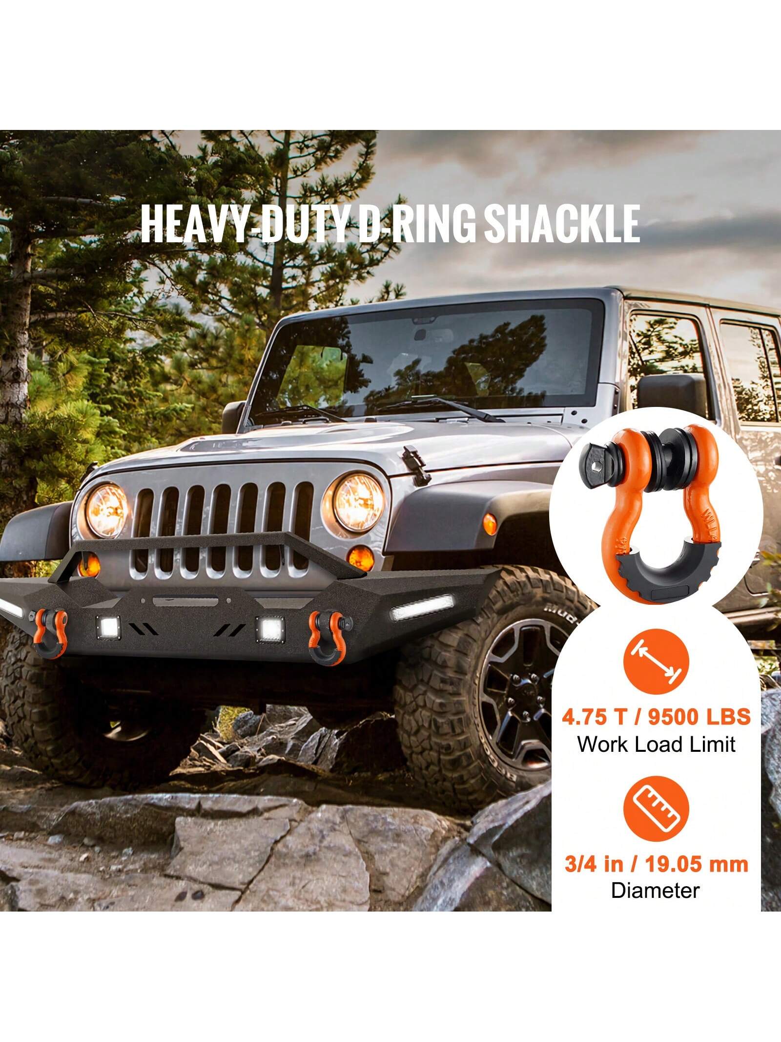 D-Ring Shackle, Synthetic Soft Shackle, Recovery Shackle, 2/4 Pack Alloy Steel Shackles Break Strength With Screw Pin, Isolators & Washers, With Extra Sleeves & Storage Bag For UTV, ATV, Trucks, Heavy