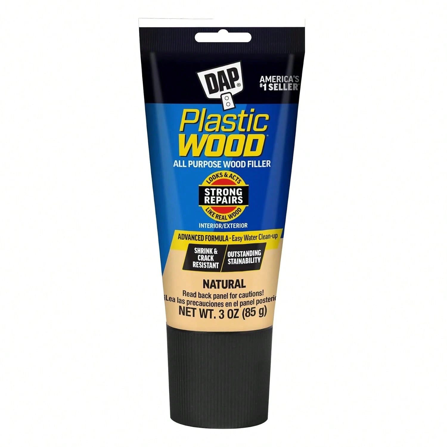 DAP Plastic Wood All Purpose Latex Wood Filler, Natural, 3 Oz (7079800580)
