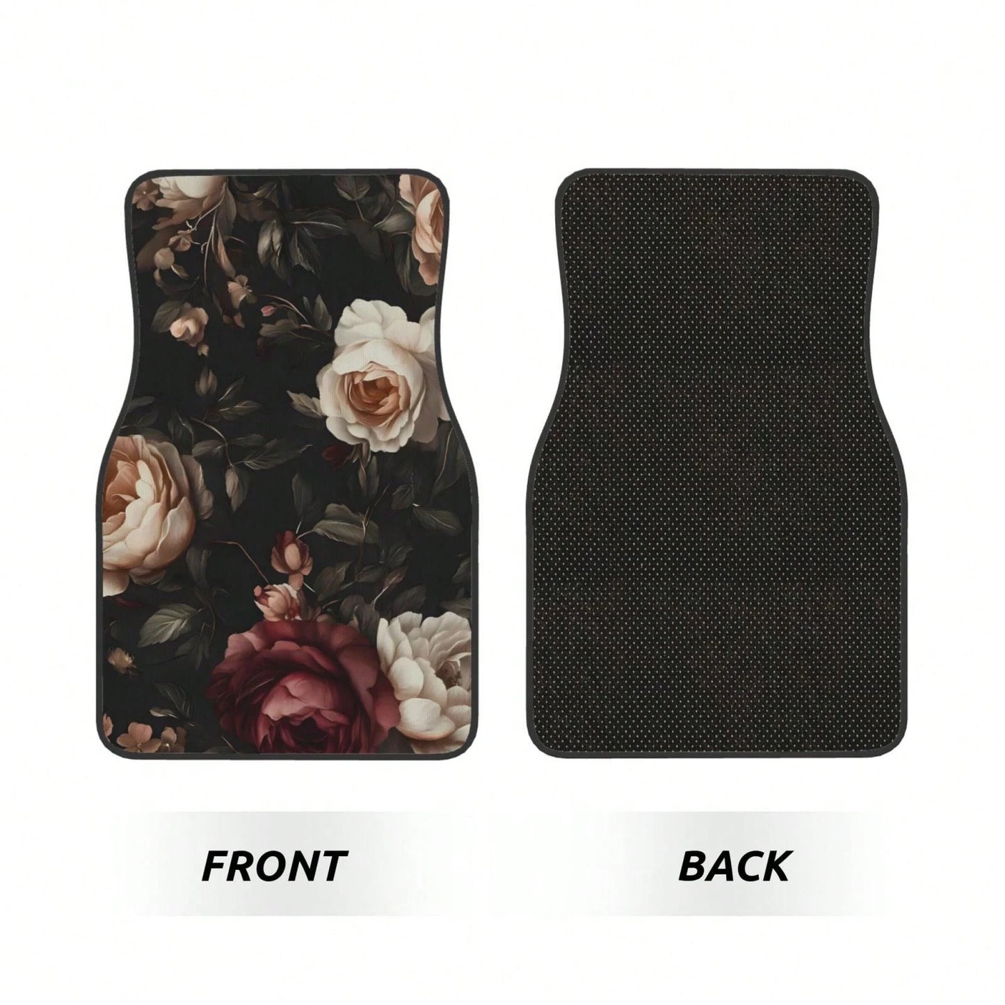 Dark Vintage Black White Red 4-Piece Set Of Car Floor Mats,Suitable For Carpets Of Various Vehicle Models,Auto Accessories For Truck Sedan