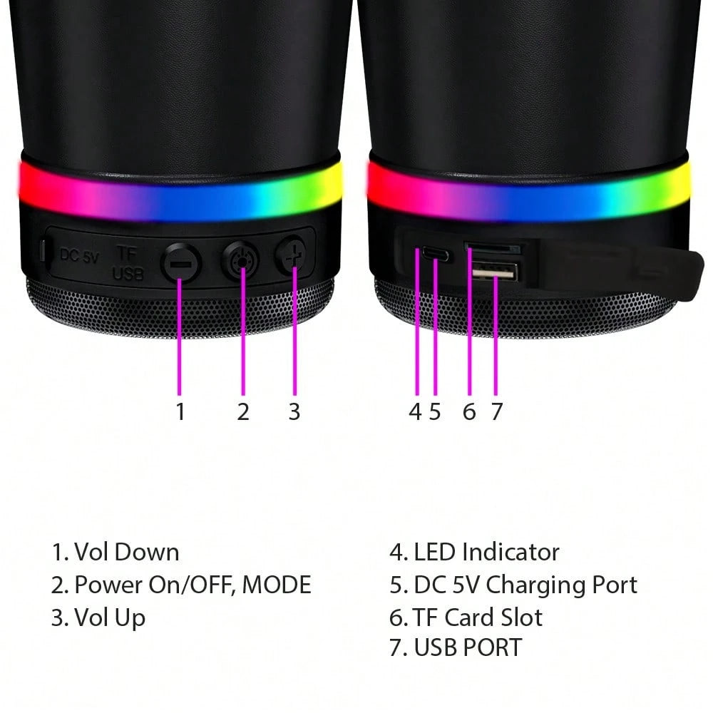 Dazone 16.5oz Insulated Stainless Steel Tumbler With Detachable Bluetooth Speaker, LED Light Up Travel Coffee Mug With FM Radio, USB/TF Card & TWS Pairing, Rechargeable Music Cup Gift For Adults, Teen