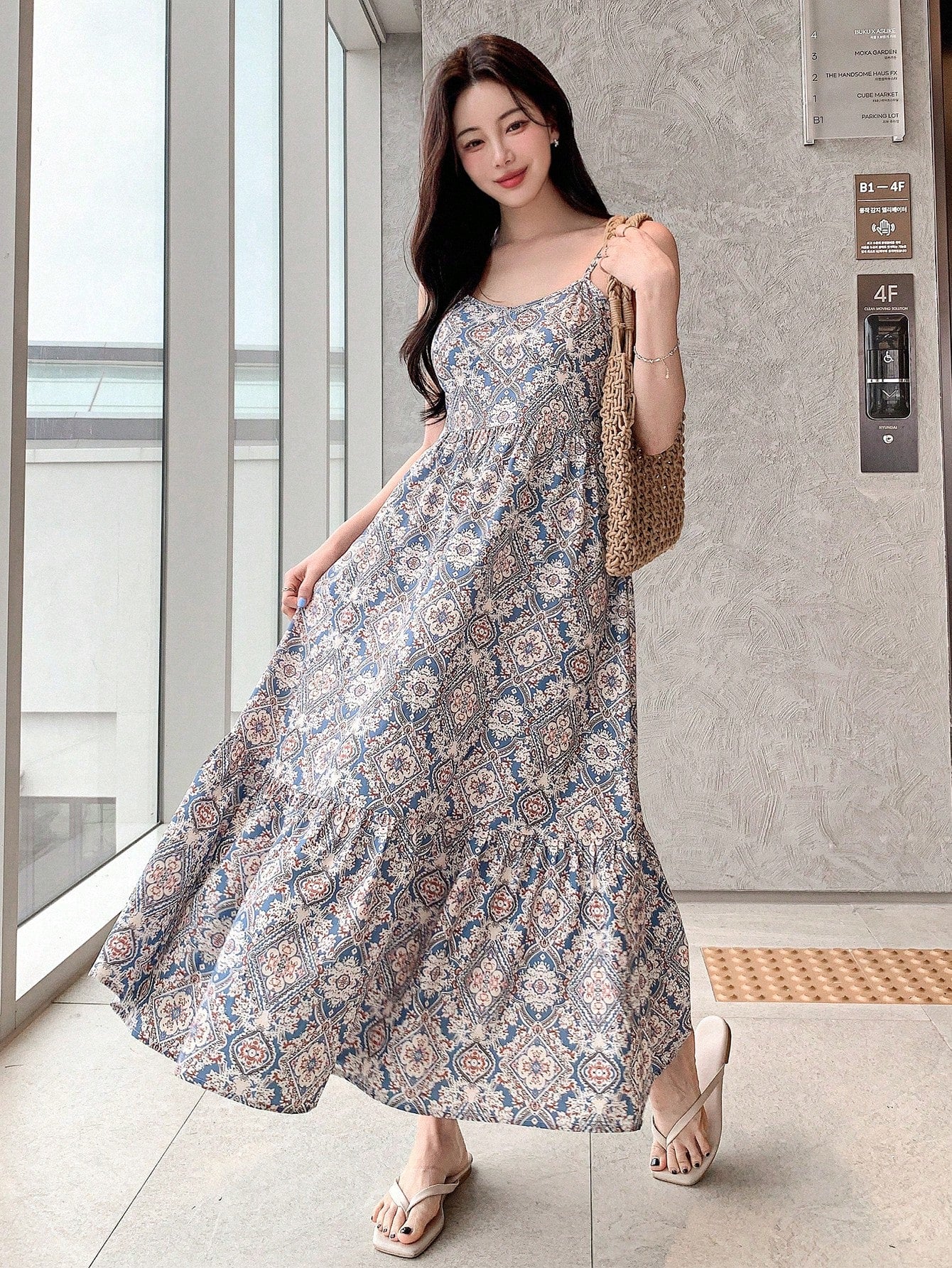 DAZY Full Length Sleeveless Cami Dress For Women Summer Boho Cruise Women Outfits Sundress Vacation Outfits Women Floral Maxi Dress