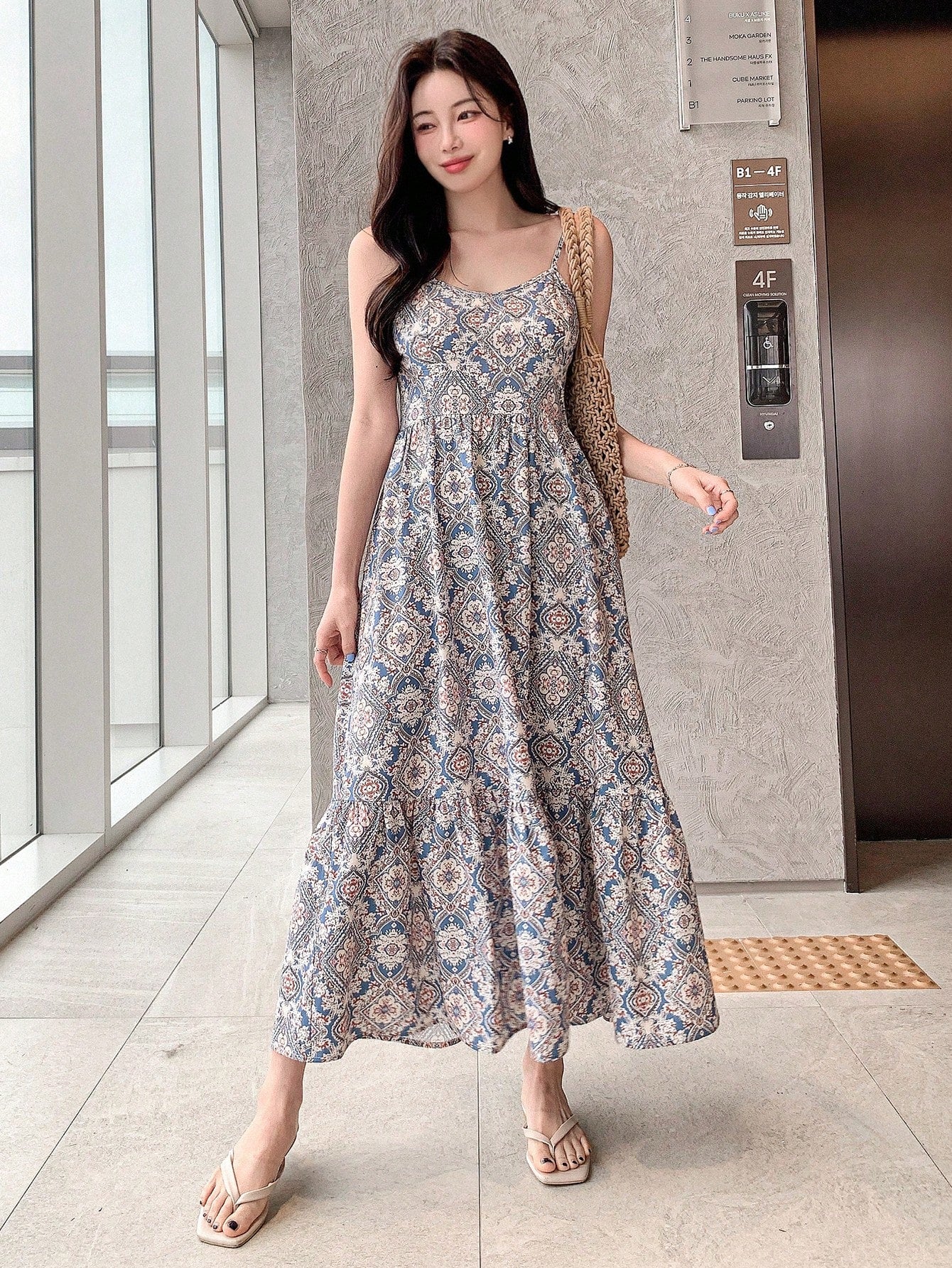 DAZY Full Length Sleeveless Cami Dress For Women Summer Boho Cruise Women Outfits Sundress Vacation Outfits Women Floral Maxi Dress