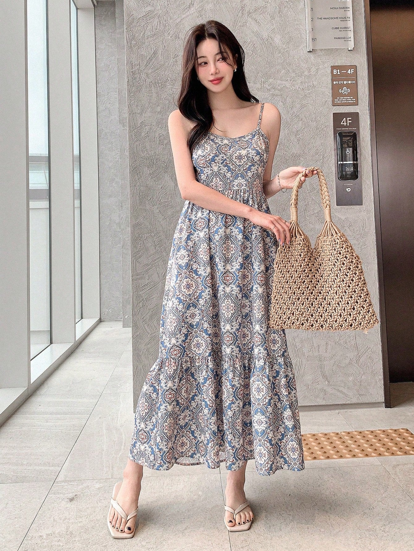 DAZY Full Length Sleeveless Cami Dress For Women Summer Boho Cruise Women Outfits Sundress Vacation Outfits Women Floral Maxi Dress