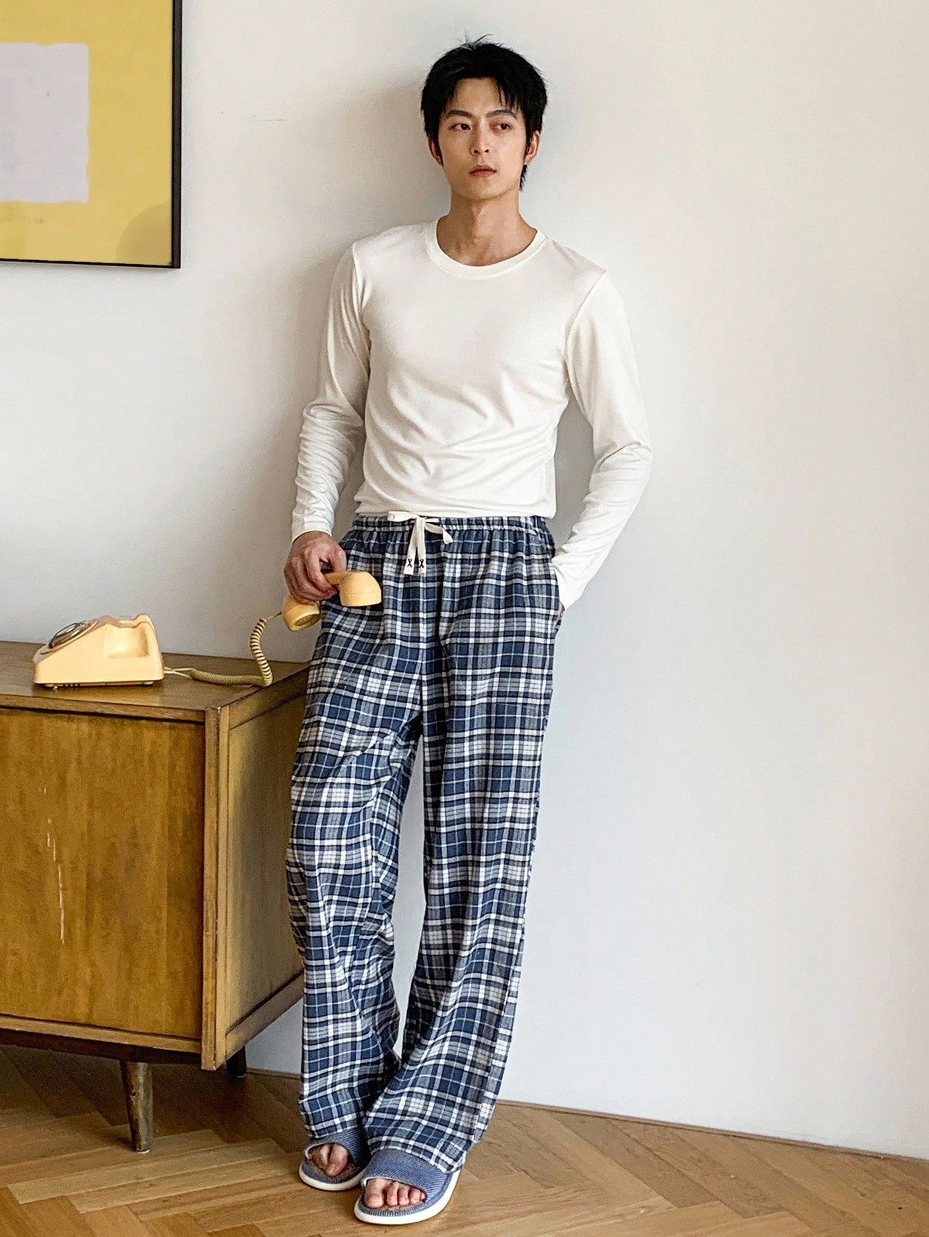 DAZY Men's Plaid Multi-Color Loungewear Bottoms, Autumn, Fall Pajama, Winter