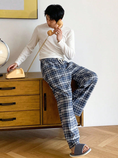 DAZY Men's Plaid Multi-Color Loungewear Bottoms, Autumn, Fall Pajama, Winter