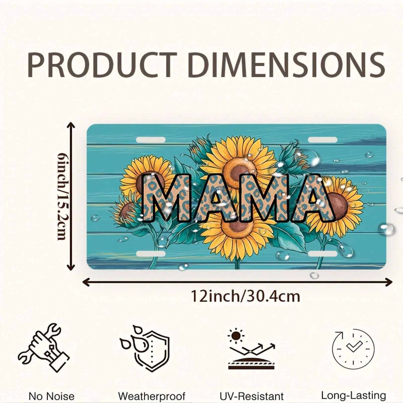 Decorative Front License Plate Cover And Frame, Featuring A Sunflower Design And The Word "Mom," Made Of Unise* Aluminum, Dimensions Are 12inch X 6inch, For Decorative Purposes Only