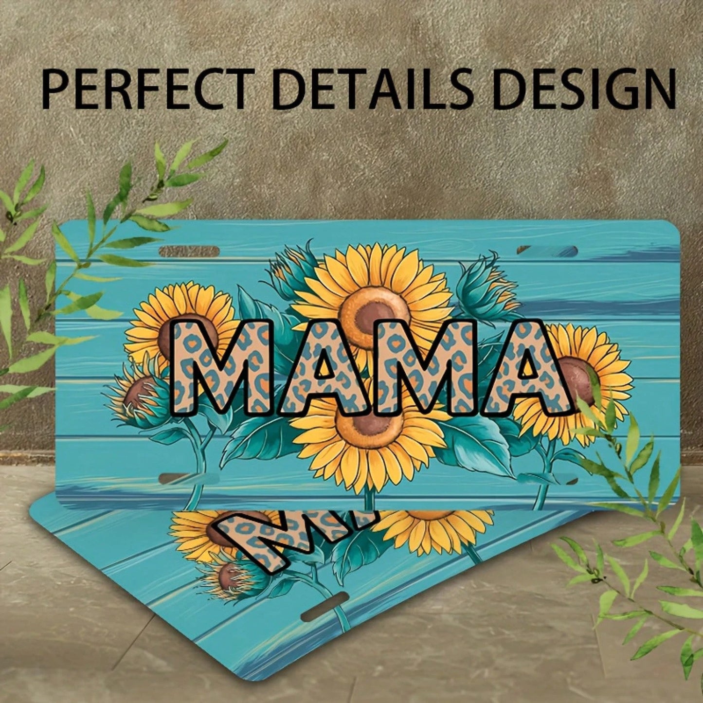 Decorative Front License Plate Cover And Frame, Featuring A Sunflower Design And The Word "Mom," Made Of Unise* Aluminum, Dimensions Are 12inch X 6inch, For Decorative Purposes Only