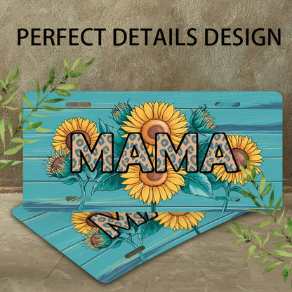 Decorative Front License Plate Cover And Frame, Featuring A Sunflower Design And The Word "Mom," Made Of Unise* Aluminum, Dimensions Are 12inch X 6inch, For Decorative Purposes Only