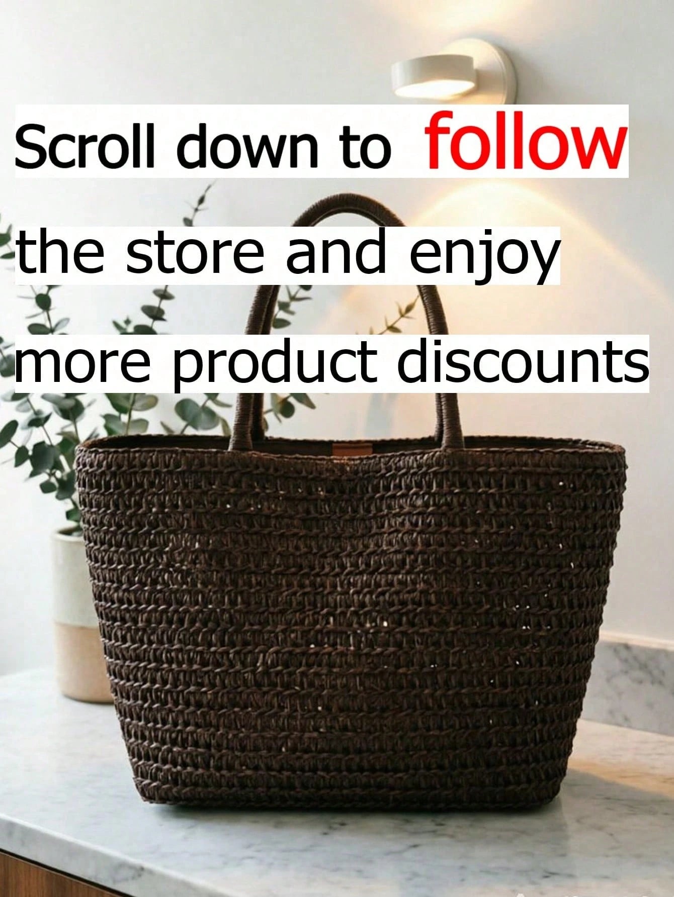 Deep Brown Woven Tote Bag, Integrated Thick Woven Shoulder Strap, Minimalist Summer Vacation Shopping Bag, Essential For Beach And Travel Enthusiasts In Spring And Summer, Perfect For Beach Trips, Pic