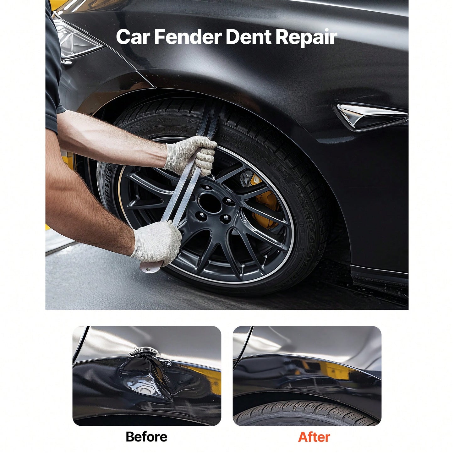 Dent Puller Kit, Paintless Car Dent Removal Tool, Auto Fen.Der Damage Repair Puller Lifter With Curved Rod, Crowbar, Rubber Hammer, Airbag, Detachable & Repair Pens, Replacement Heads Tools Kit