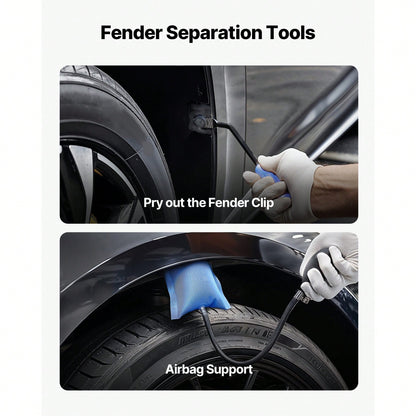 Dent Puller Kit, Paintless Car Dent Removal Tool, Auto Fen.Der Damage Repair Puller Lifter With Curved Rod, Crowbar, Rubber Hammer, Airbag, Detachable & Repair Pens, Replacement Heads Tools Kit