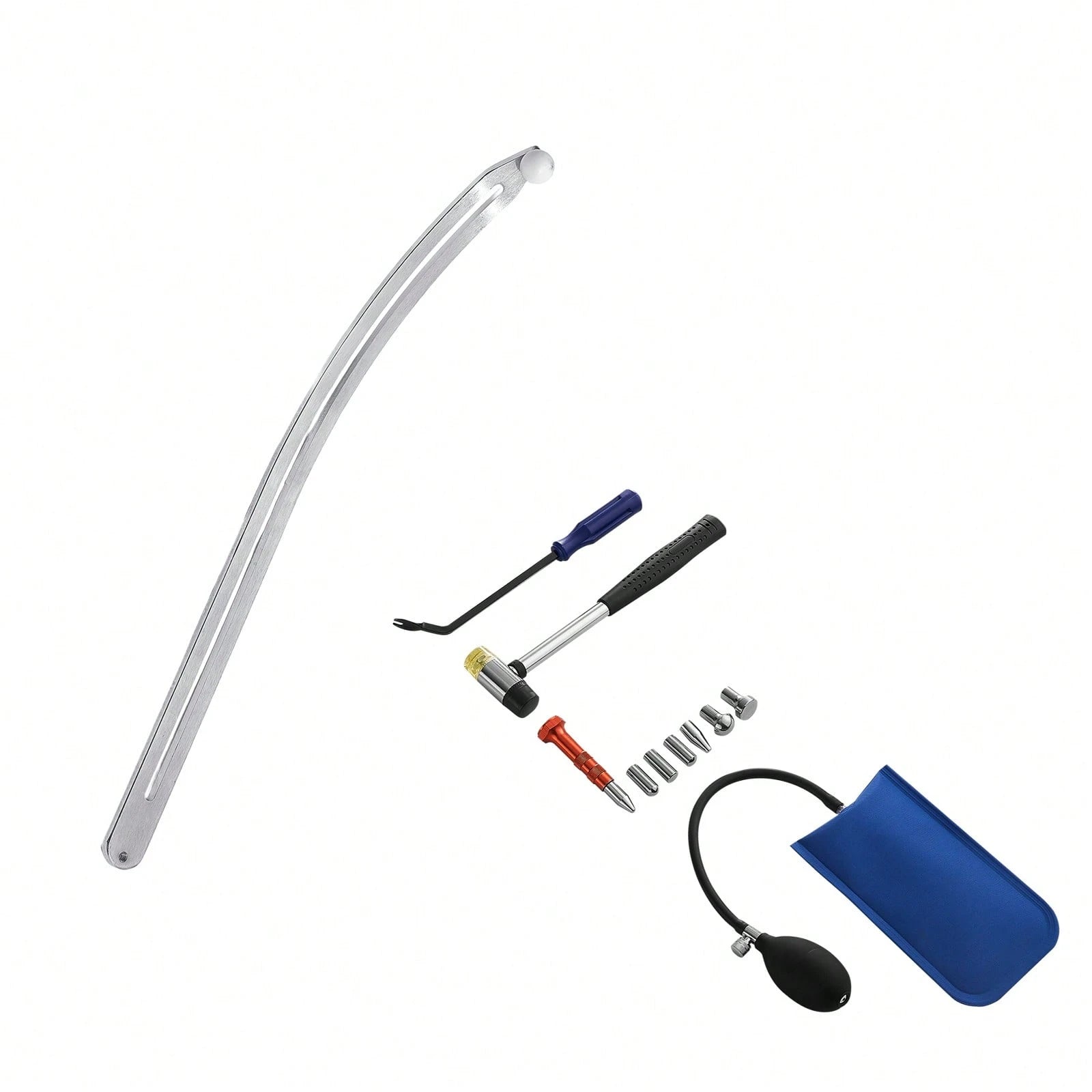 Dent Puller Kit, Paintless Car Dent Removal Tool, Auto Fen.Der Damage Repair Puller Lifter With Curved Rod, Crowbar, Rubber Hammer, Airbag, Detachable & Repair Pens, Replacement Heads Tools Kit