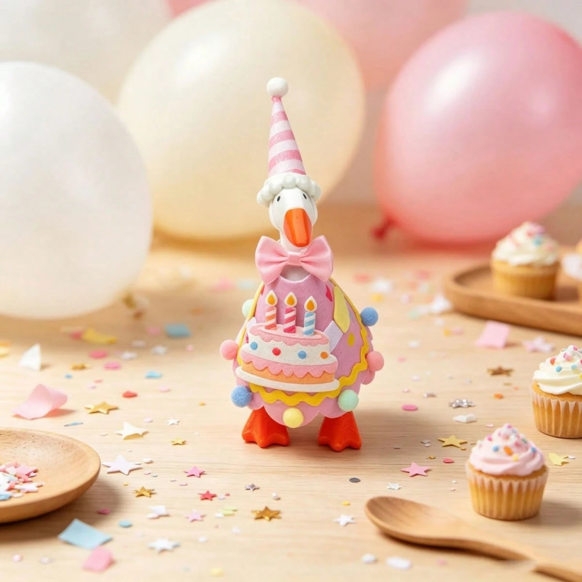 Desk Goose Birthday Outfit For 7-Inch Goose, Clothing Bow Collar Hat 3Pcs